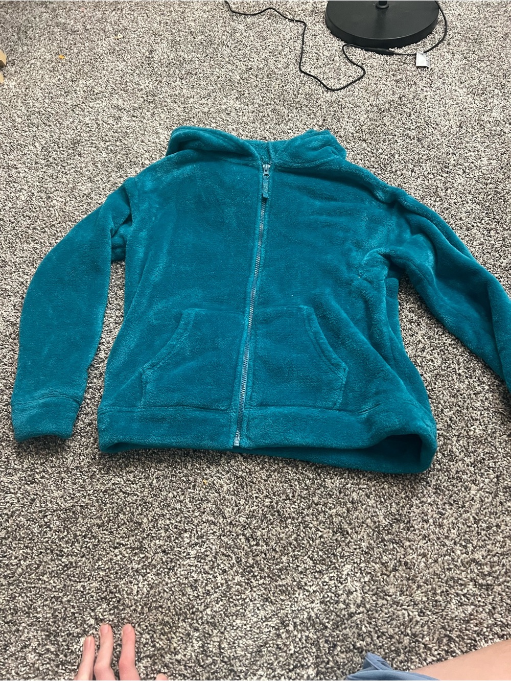 SO Teal Plush Zip-Up Hoodie for Kids